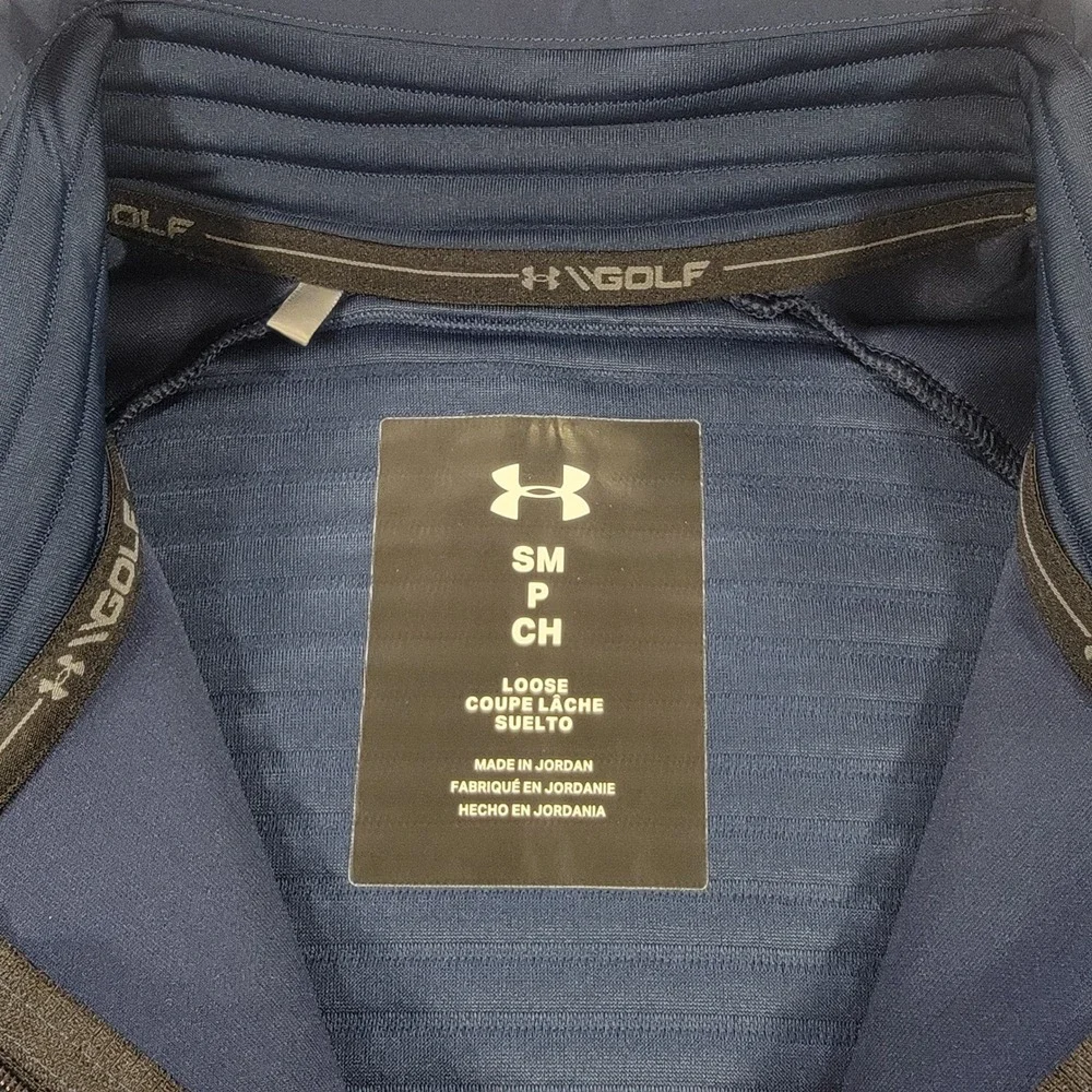 Under Armour Golf 1/4 Zip Pullover Blue Textured Athletic‎ Men's Small Loose Fit